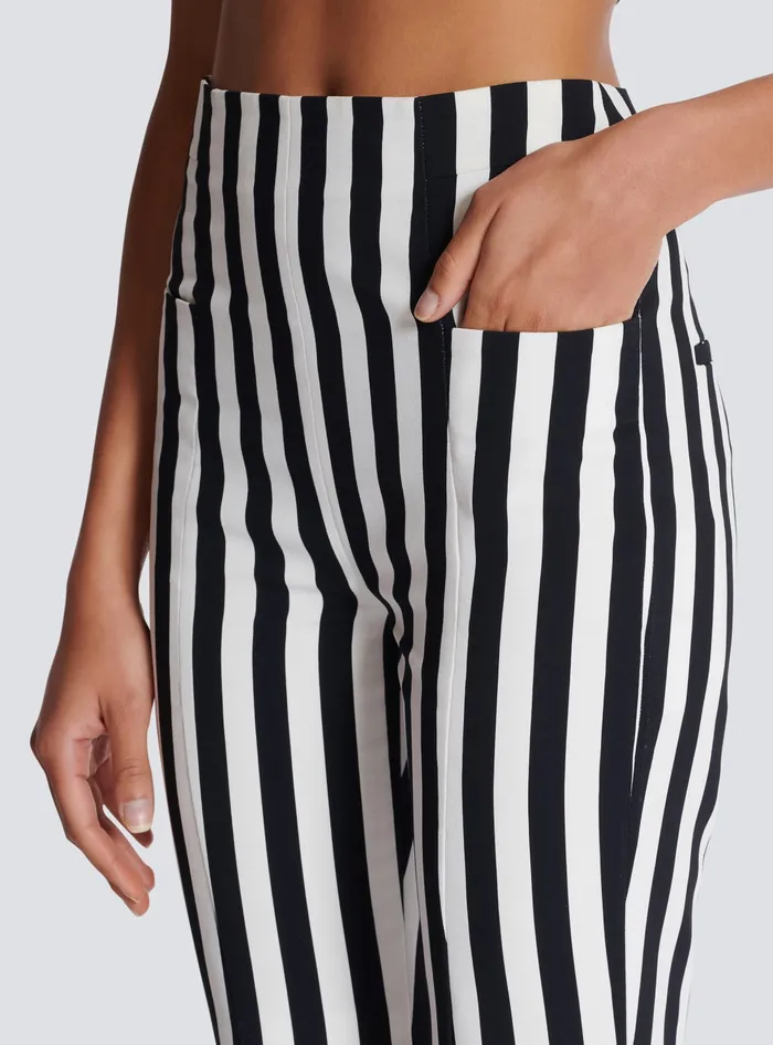 Balmain Striped Crepe Shorts Black Women Trousers And Shorts