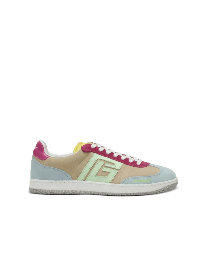 Balmain Swan Sneakers In Calfskin And Suede Multicolor Women Sneakers