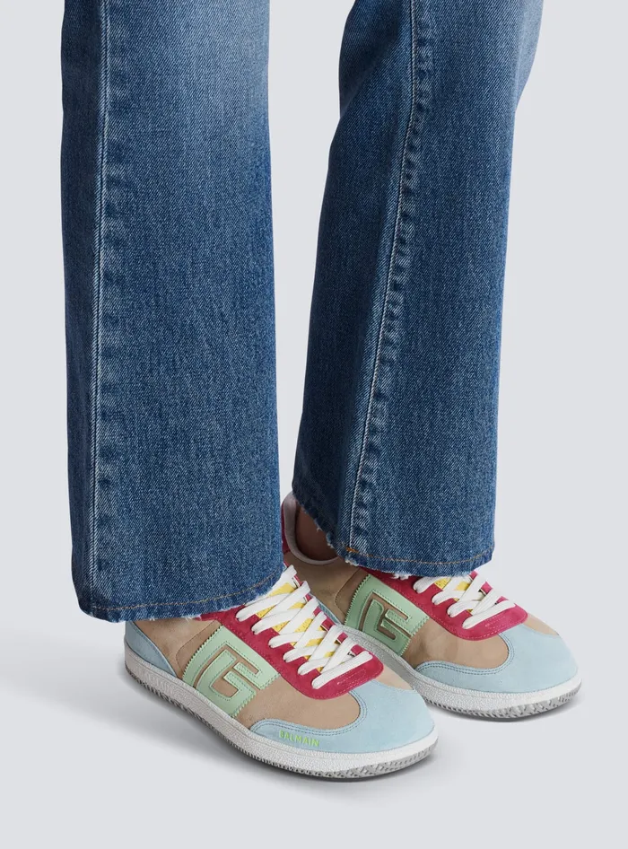 Balmain Swan Sneakers In Calfskin And Suede Multicolor Women Sneakers