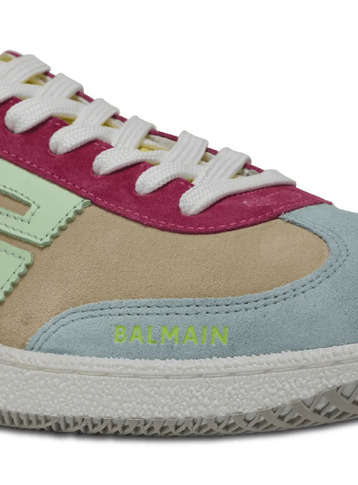 Balmain Swan Sneakers In Calfskin And Suede Multicolor Women Sneakers