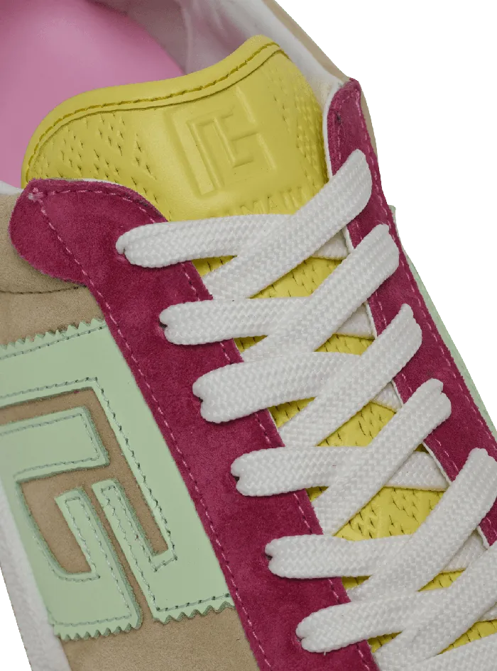 Balmain Swan Sneakers In Calfskin And Suede Multicolor Women Sneakers