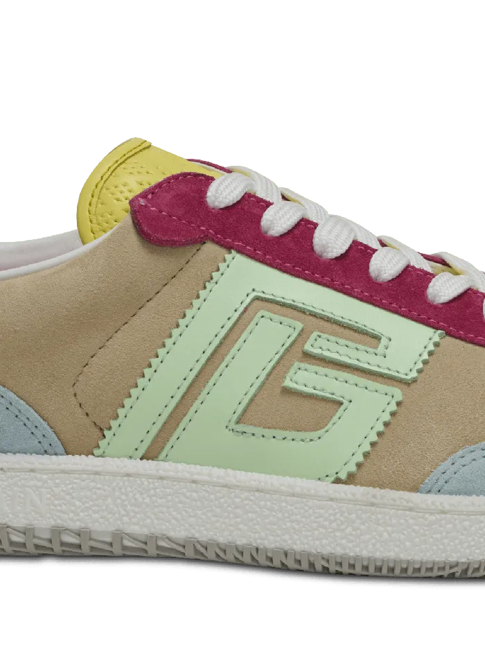 Balmain Swan Sneakers In Calfskin And Suede Multicolor Women Sneakers