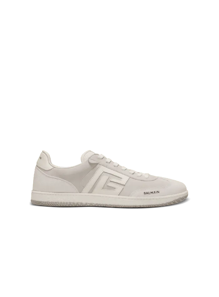 Balmain Swan Sneakers In Calfskin And Suede White Men Sneakers