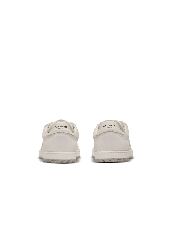 Balmain Swan Sneakers In Calfskin And Suede White Men Sneakers