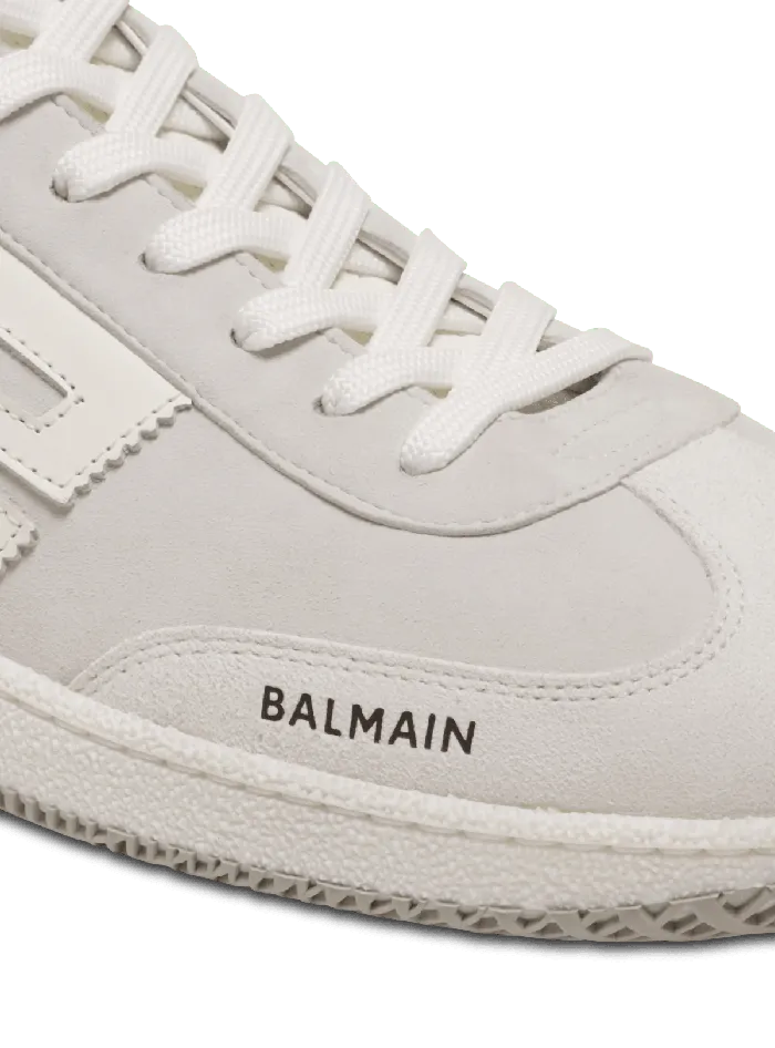 Balmain Swan Sneakers In Calfskin And Suede White Men Sneakers