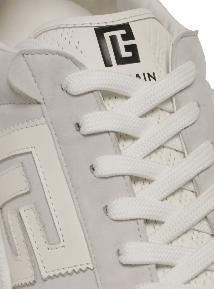 Balmain Swan Sneakers In Calfskin And Suede White Men Sneakers