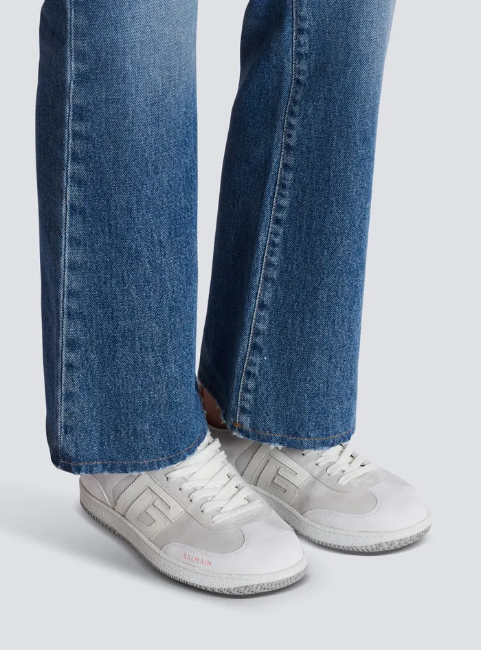 Balmain Swan Sneakers In Calfskin And Suede White Women Sneakers