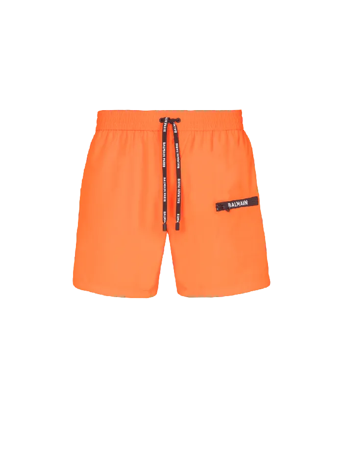 Balmain Swim Shorts Orange Men Swimwear