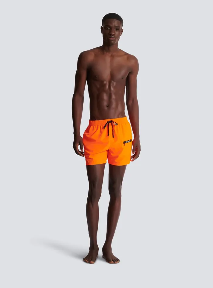 Balmain Swim Shorts Orange Men Swimwear