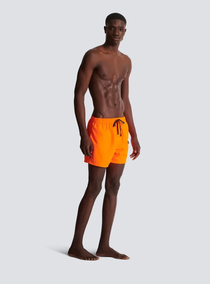 Balmain Swim Shorts Orange Men Swimwear