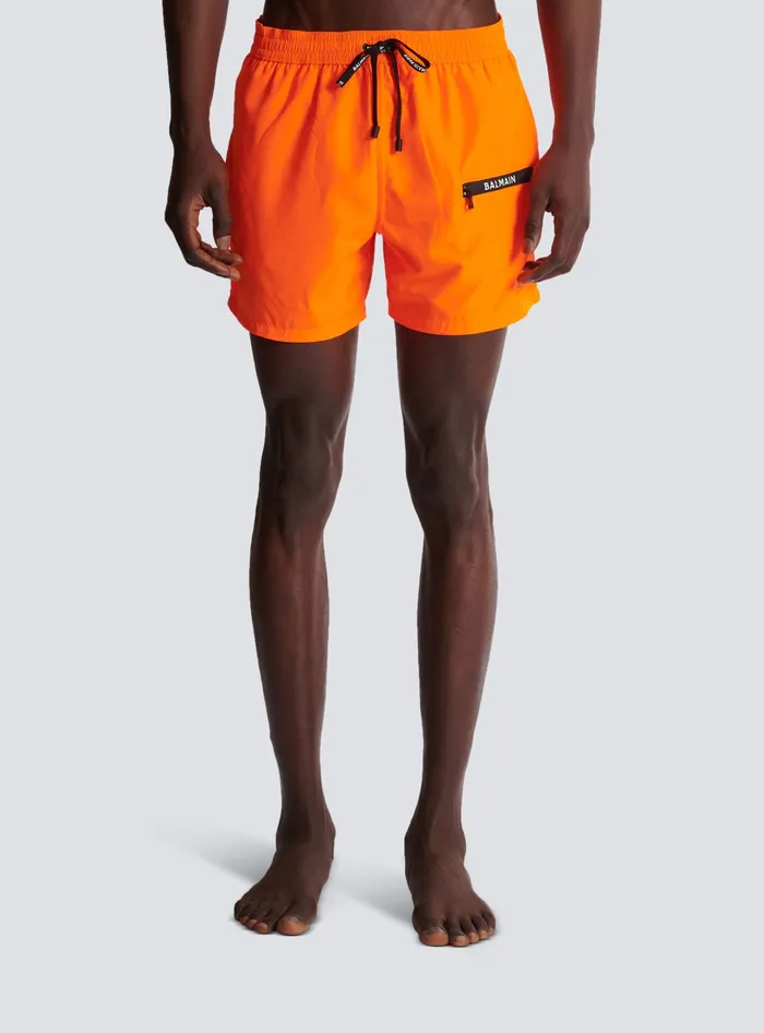 Balmain Swim Shorts Orange Men Swimwear