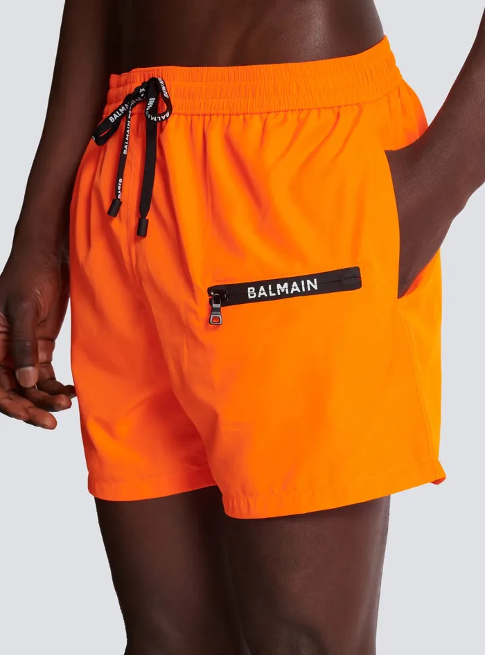 Balmain Swim Shorts Orange Men Swimwear