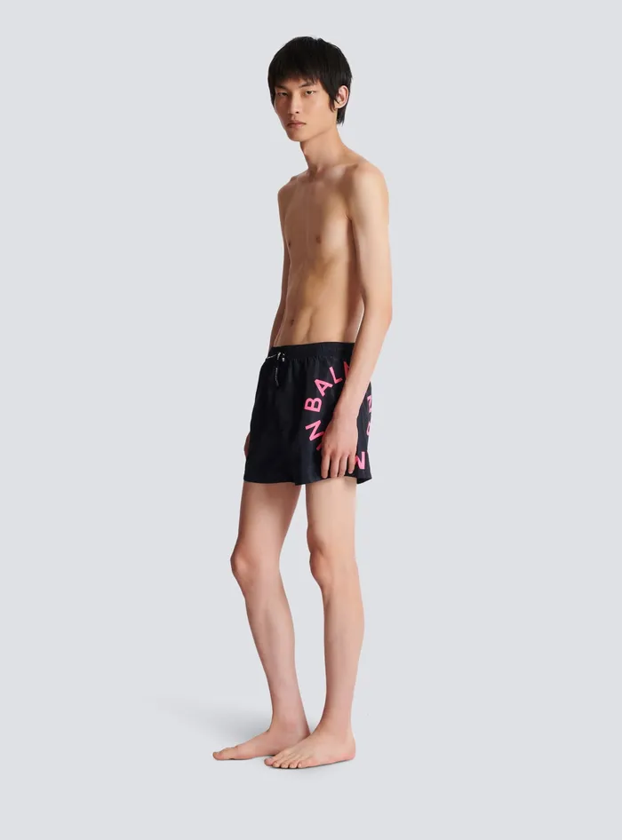Balmain Swim Shorts Pink Men Swimwear