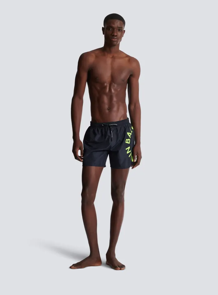 Balmain Swim Shorts Yellow Men Swimwear