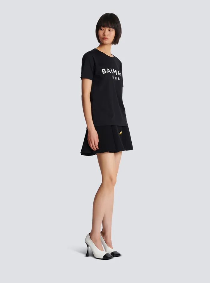 Balmain Tshirt With Paris Print Black Women TShirts