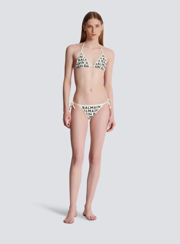 Balmain Triangle Bikini Black Women Swimwear