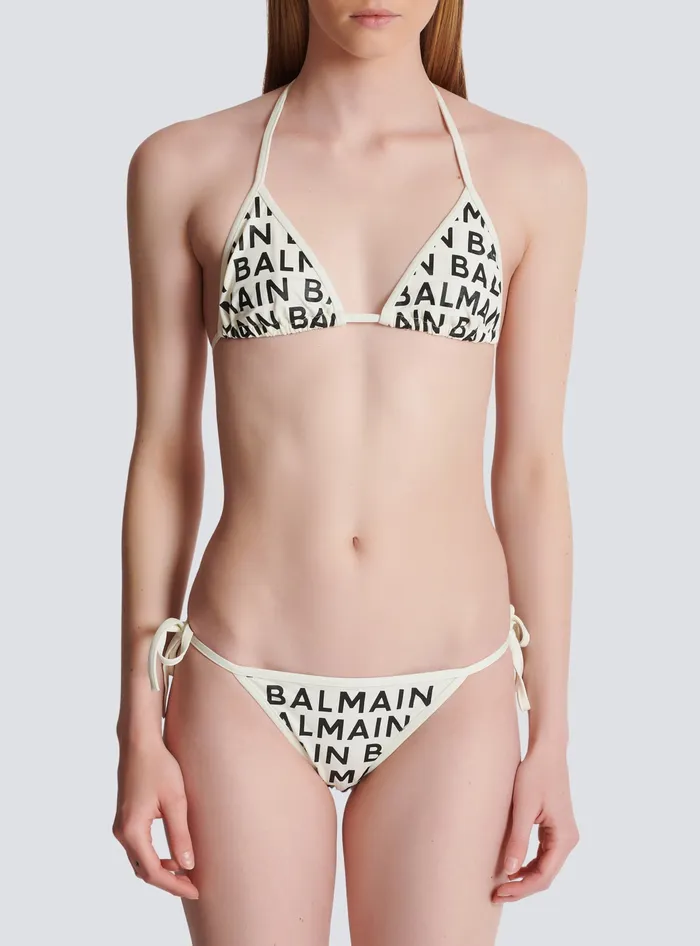 Balmain Triangle Bikini Black Women Swimwear
