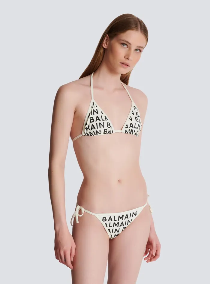 Balmain Triangle Bikini Black Women Swimwear