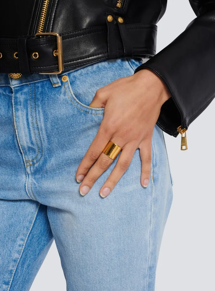 Balmain Tubular Ring Gold WomenMen Fashion Jewelry