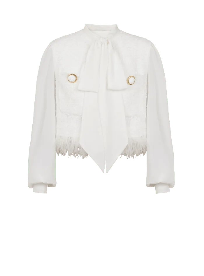Balmain Tweed And Crepe Jacket White Women Jackets And Blazers