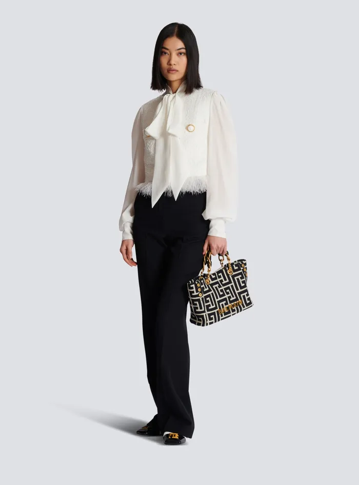 Balmain Tweed And Crepe Jacket White Women Jackets And Blazers