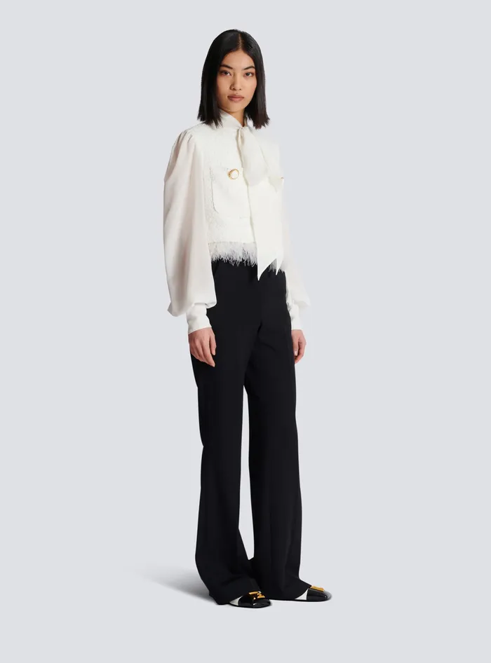Balmain Tweed And Crepe Jacket White Women Jackets And Blazers