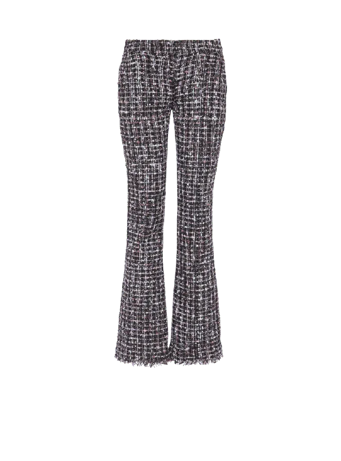 Balmain Tweed Flares Black Women Trousers And Shorts