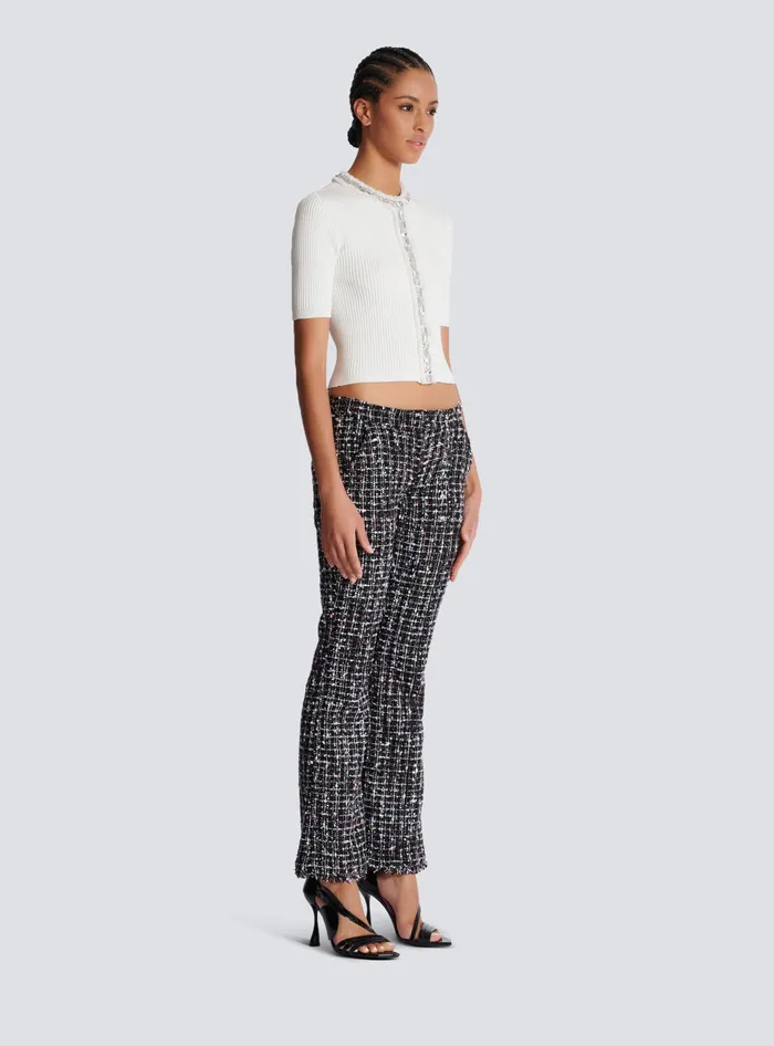 Balmain Tweed Flares Black Women Trousers And Shorts