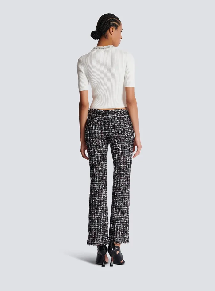 Balmain Tweed Flares Black Women Trousers And Shorts