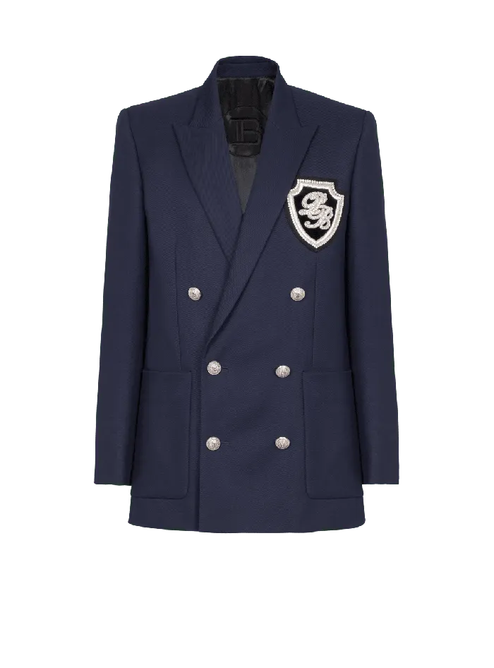 Balmain Twill Blazer With Embroidered PB Signature Badge Navy Men Jackets And Blazers Balmain Twill Blazer With Embroidered PB Signature Badge Navy Men Jackets And Blazers