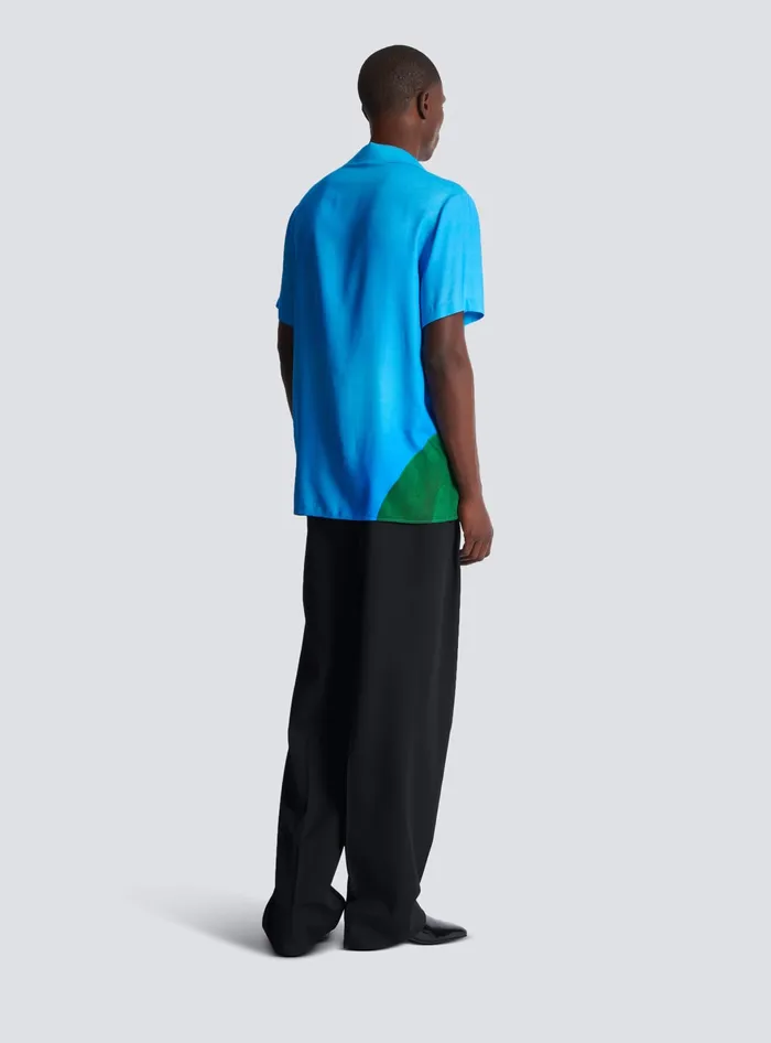Balmain Twill Pyjama Shirt With Prince Gyasi Print Multicolor Men Shirts And Polos
