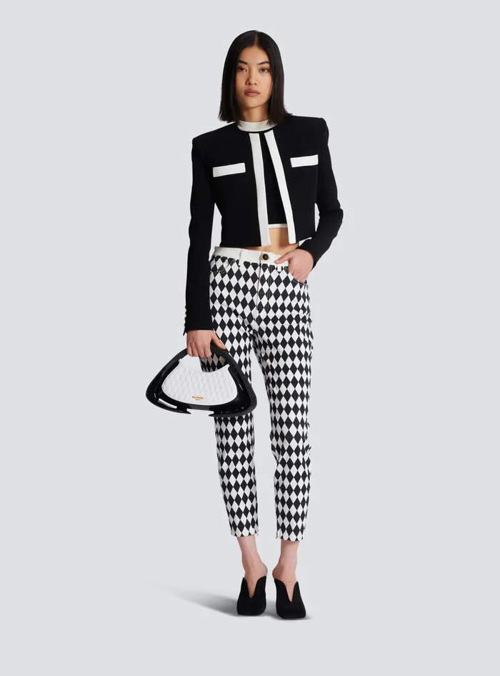 Balmain Twotone Crepe Spencer Jacket Black Women Jackets And Blazers