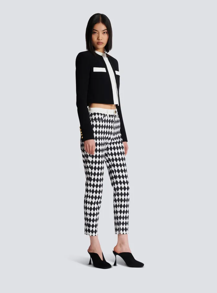 Balmain Twotone Crepe Spencer Jacket Black Women Jackets And Blazers