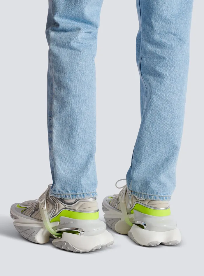 Balmain Unicorn Wave Sneakers In Neoprene And Calfskin Yellow Men Sneakers