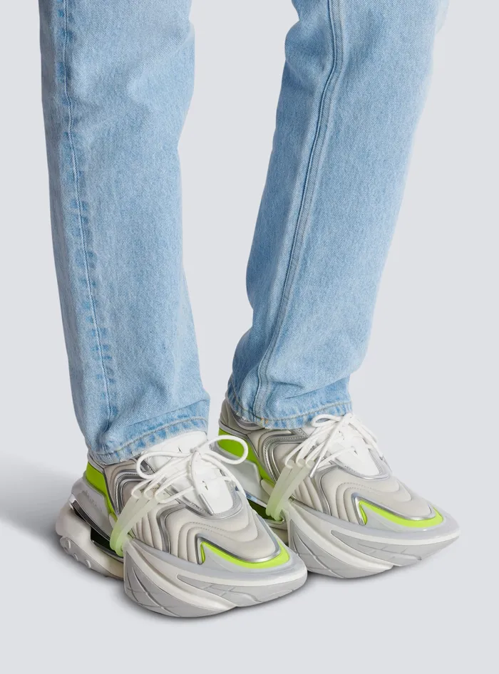 Balmain Unicorn Wave Sneakers In Neoprene And Calfskin Yellow Men Sneakers