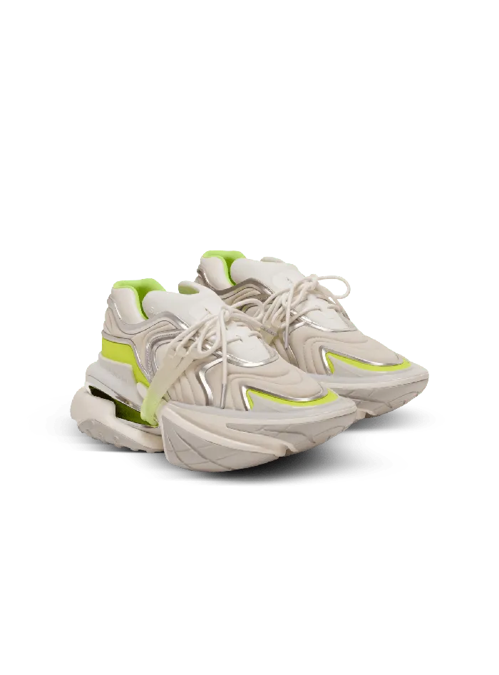 Balmain Unicorn Wave Sneakers In Neoprene And Calfskin Yellow Men Sneakers