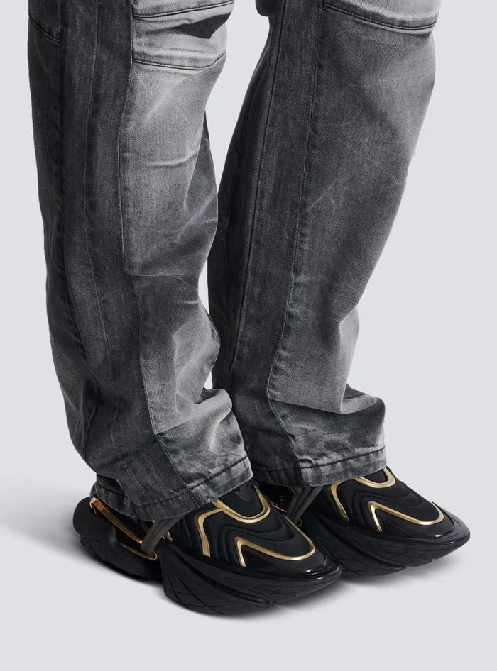 Balmain Unicorn Wave Trainers In Neoprene And Calfskin Black Men Sneakers