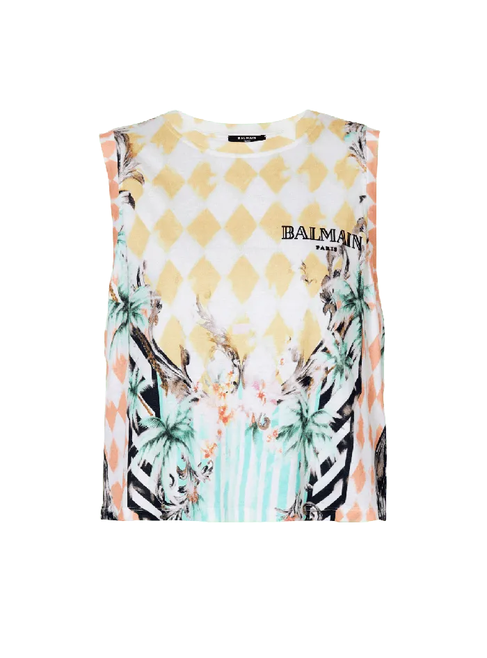 Balmain Vintage Tank Top With Baroque Print Multicolor Women TShirts