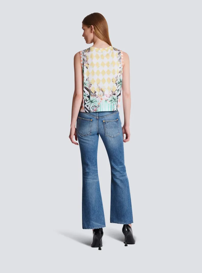 Balmain Vintage Tank Top With Baroque Print Multicolor Women TShirts
