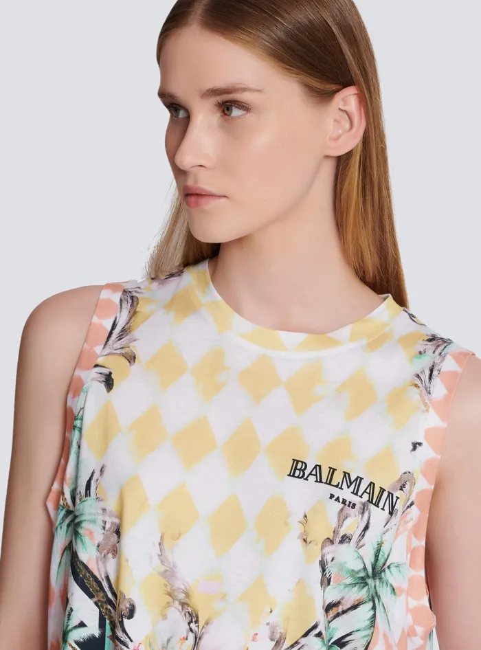 Balmain Vintage Tank Top With Baroque Print Multicolor Women TShirts
