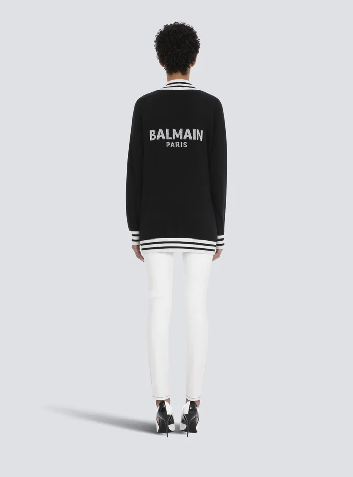 Balmain Wool And Cashmere Cardigan Black Women Knitwear