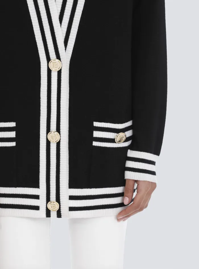 Balmain Wool And Cashmere Cardigan Black Women Knitwear