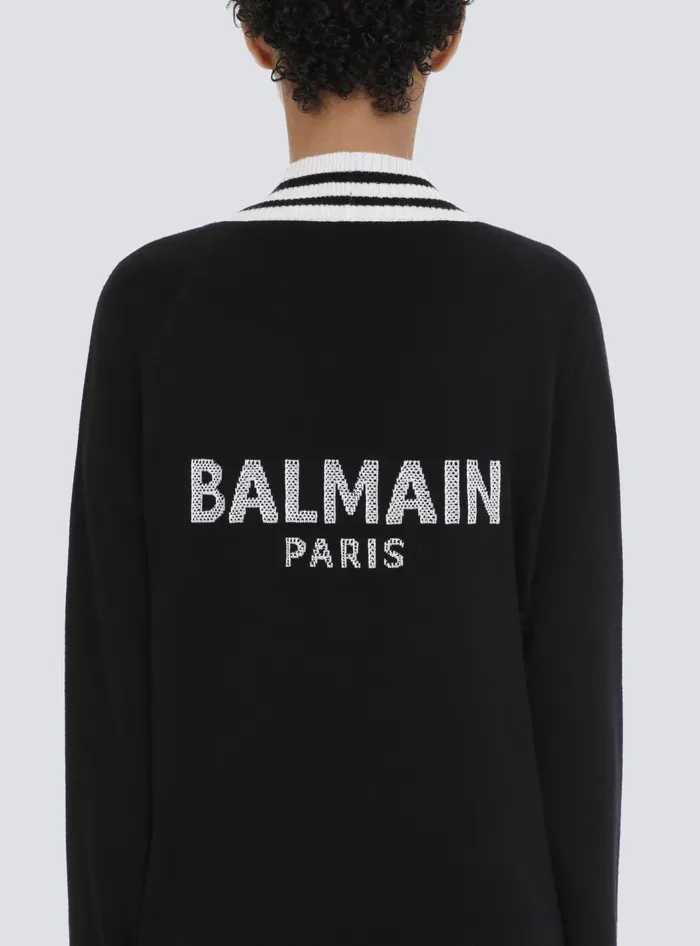 Balmain Wool And Cashmere Cardigan Black Women Knitwear