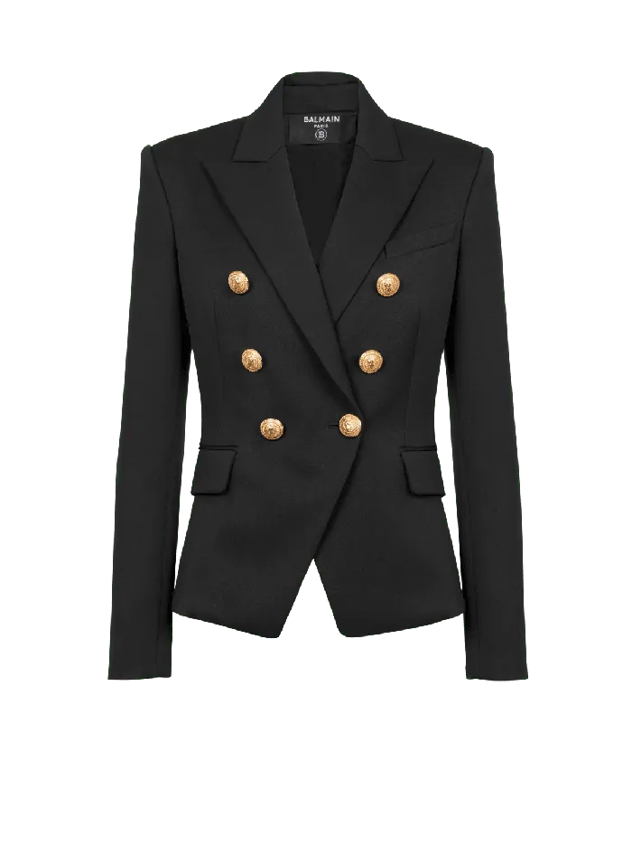 Balmain Wool Doublebreasted Jacket Black Women Jackets And Blazers