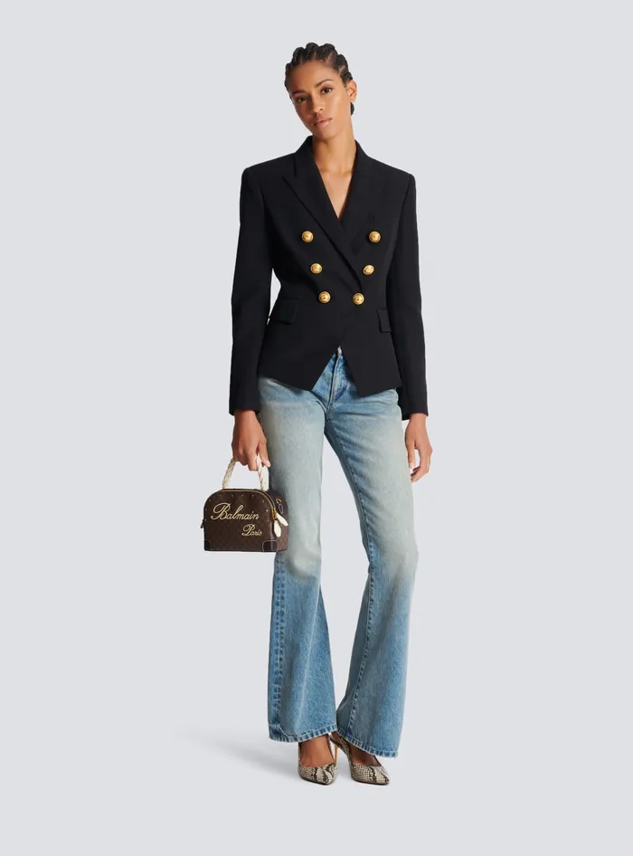 Balmain Wool Doublebreasted Jacket Black Women Jackets And Blazers