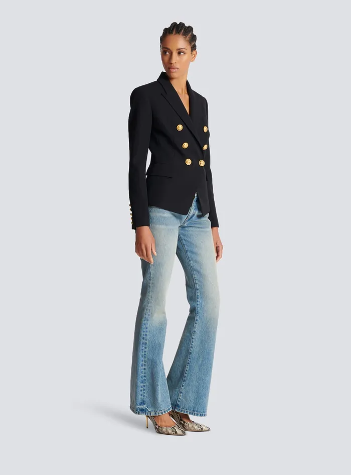 Balmain Wool Doublebreasted Jacket Black Women Jackets And Blazers