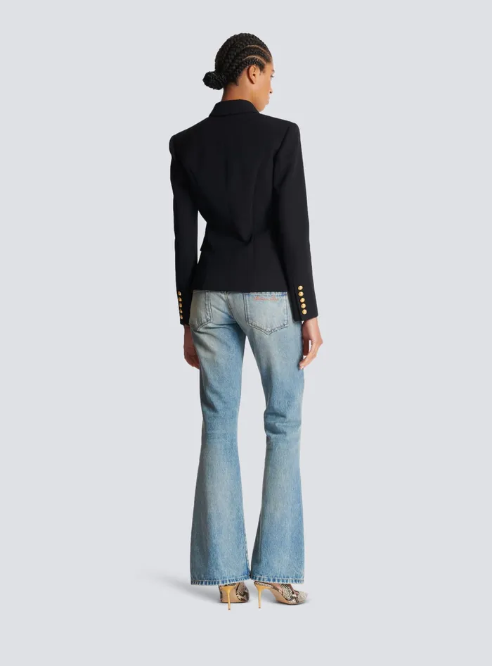 Balmain Wool Doublebreasted Jacket Black Women Jackets And Blazers