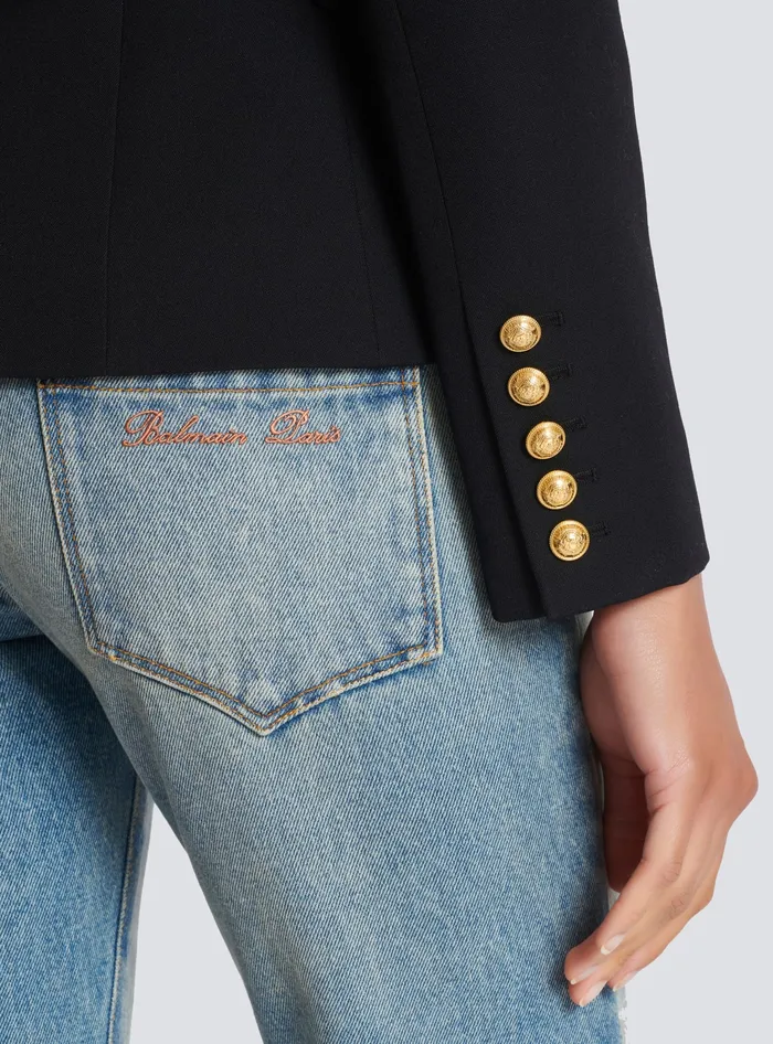 Balmain Wool Doublebreasted Jacket Black Women Jackets And Blazers