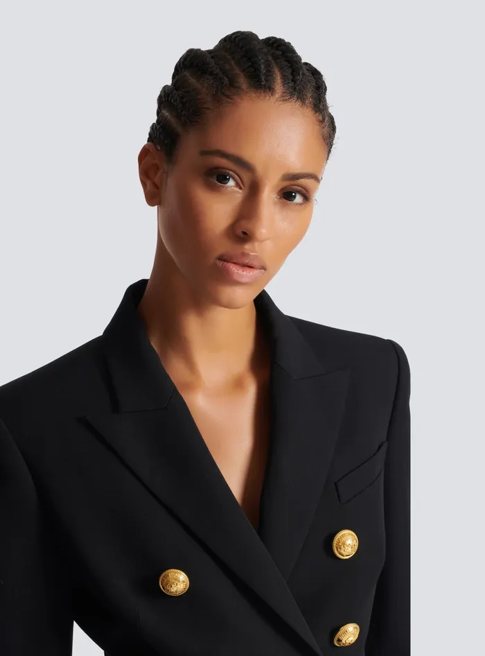 Balmain Wool Doublebreasted Jacket Black Women Jackets And Blazers