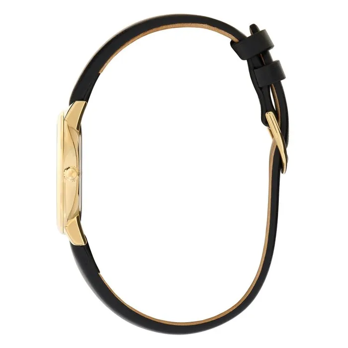 Bee Watches Women Olivia Burton 28mm Bee Ultra Slim Gold and Black Leather Strap Watch
